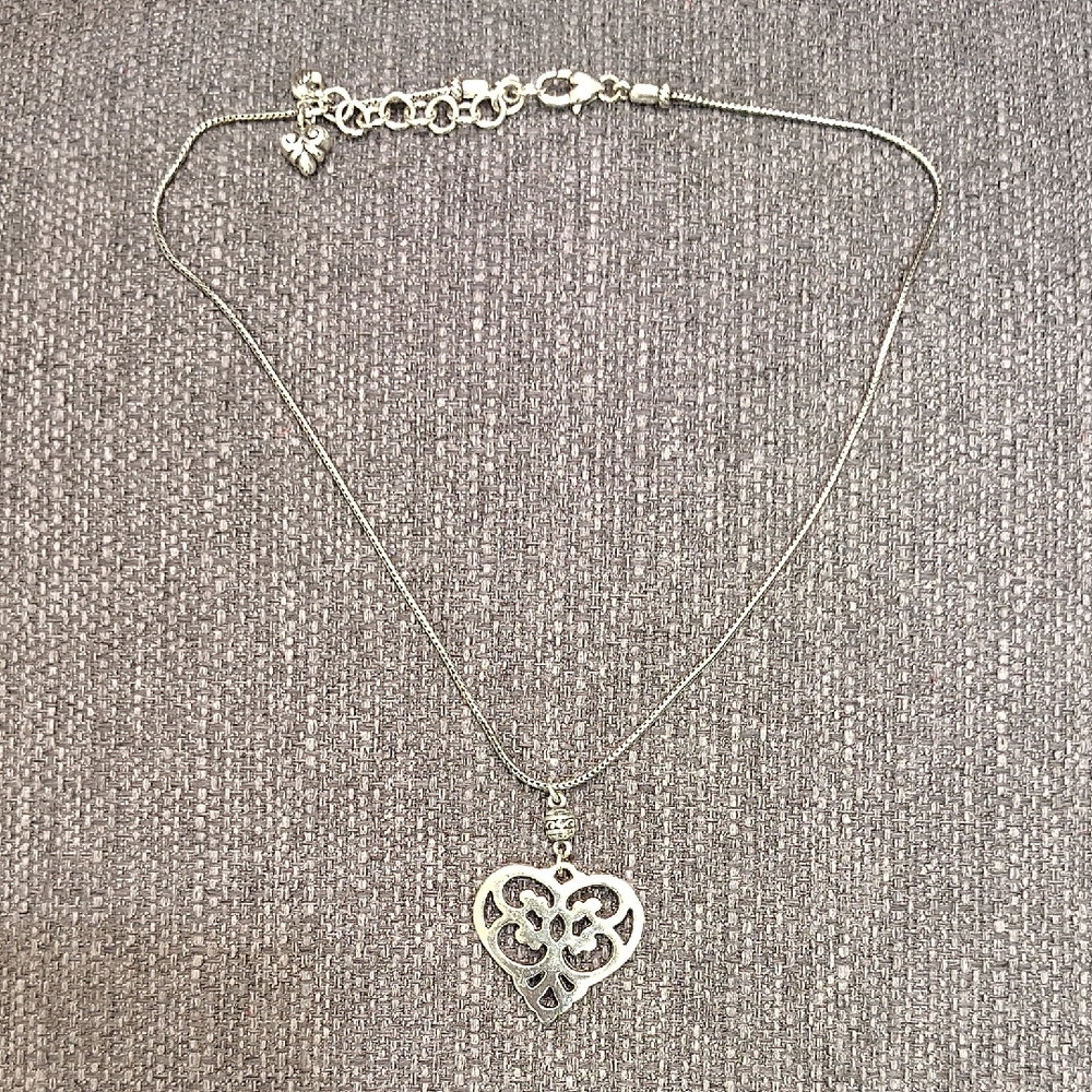 Brighton Silver Heart Filigree Necklace